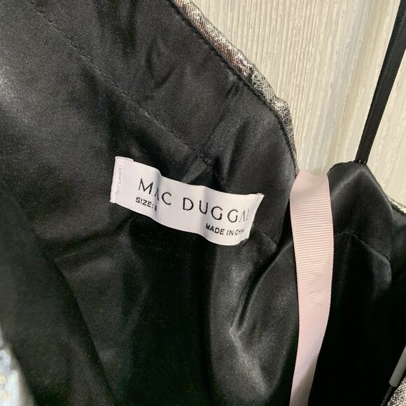 Mac Duggal Silver One Shoulder Bow Midi Dress 67906 Size 8 NWT - Picture 9 of 9